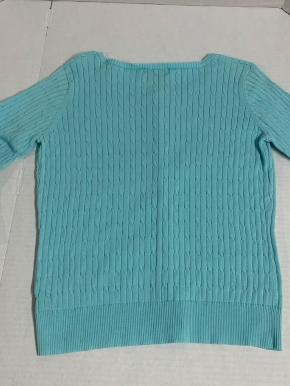 Eddie Bauer Womens Small Light Blue Cableknit Cardigan - Picture 6 of 6